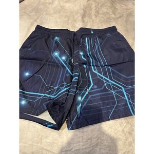 Centro Mens Swim Trunks Navy Arctic Circuit Board Print MS1003-1 Large NWT